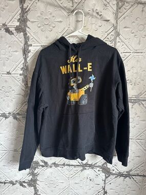 Disney Her Wall-E  Black Graphic Hoodie with Yellow Accent